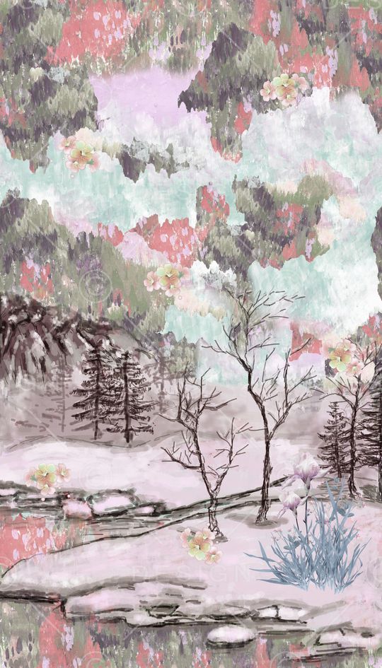 风景景观印花花型图片