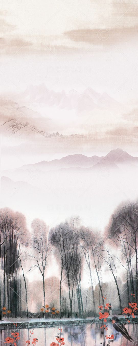 水墨风印花花型图片