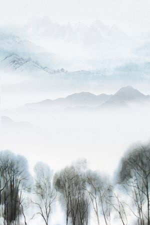 水墨风印花花型图片