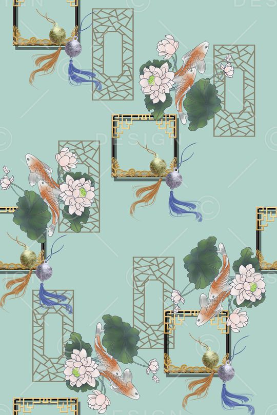 中国风印花花型图片