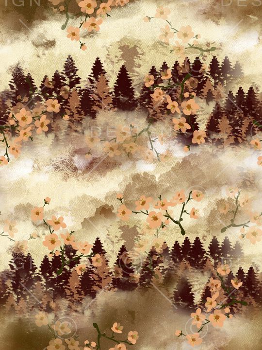 水彩印花花型图片