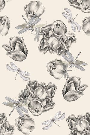 蜻蜓印花花型图片