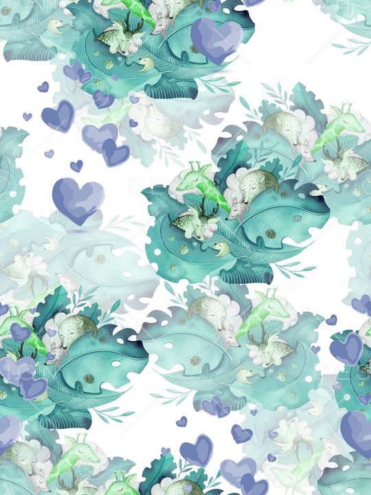 卡通动物印花花型图片
