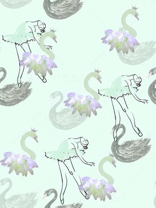 天鹅印花花型图片
