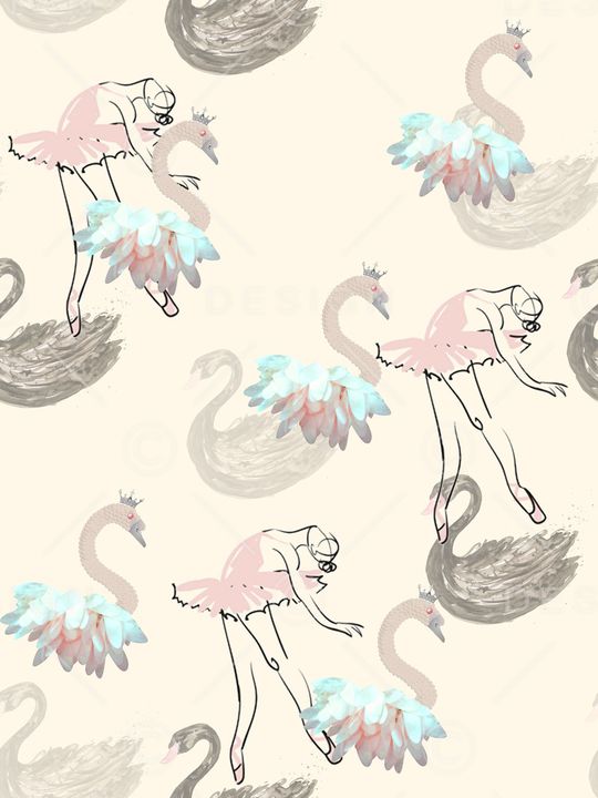 天鹅印花花型图片