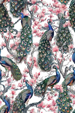 孔雀印花花型图片