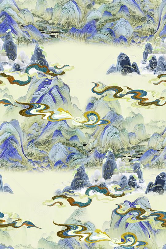 水墨风印花花型图片