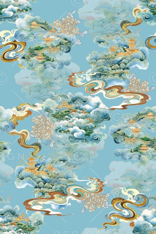 祥云印花花型图片