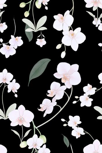 黑底花卉印花花型图片