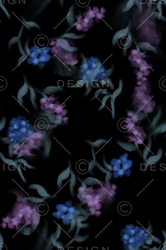 黑底花卉印花花型图片