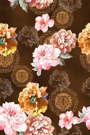 中国风印花花型图片