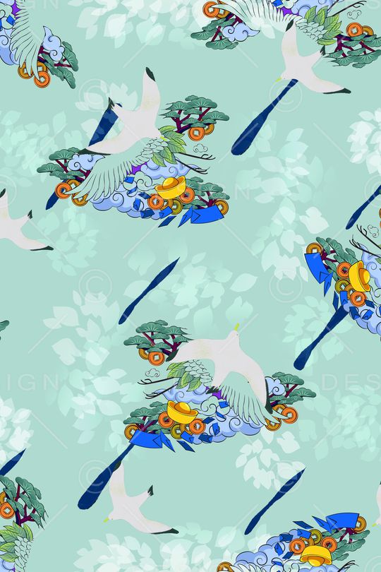 中国风印花花型图片