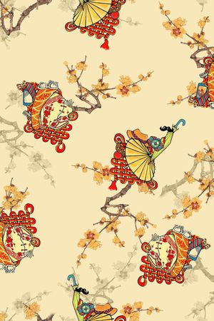 中国风印花花型图片