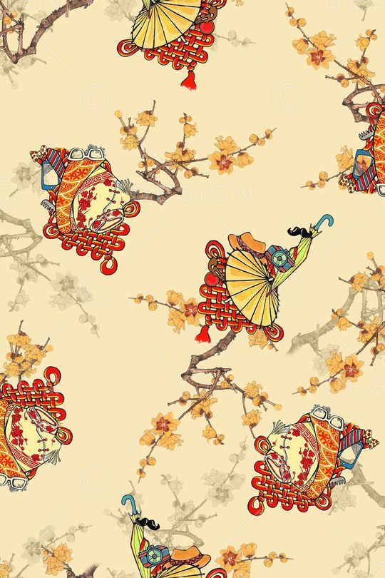 中国风印花花型图片