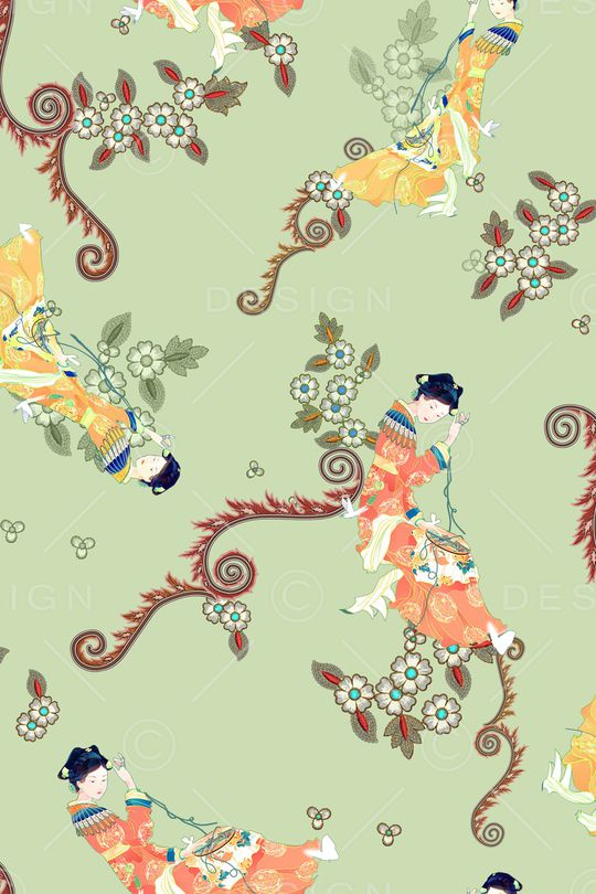 中国风印花花型图片