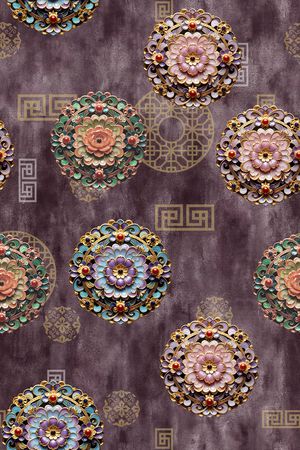 中国风印花花型图片