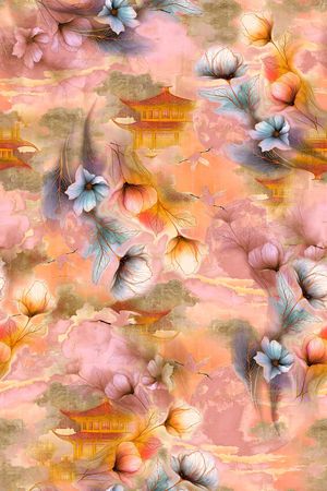 朦胧花卉印花花型图片