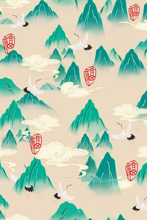 仙鹤印花花型图片
