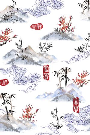 中国风印花花型图片