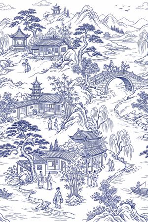 线条画印花花型图片