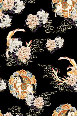 中国风印花花型图片
