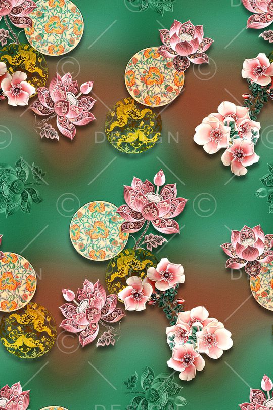 中国风印花花型图片