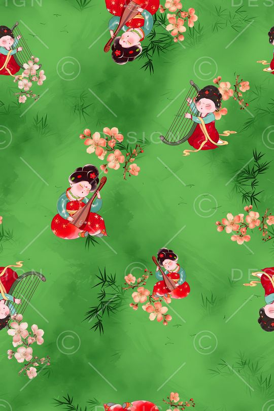 年轻女装印花花型图片
