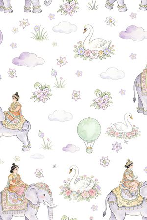 天鹅印花花型图片