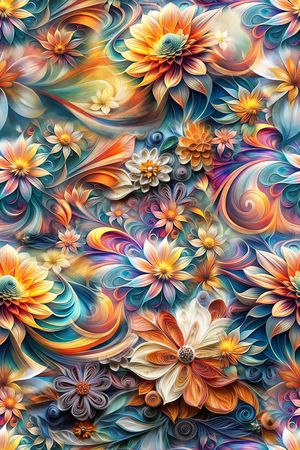抽象花卉印花花型图片
