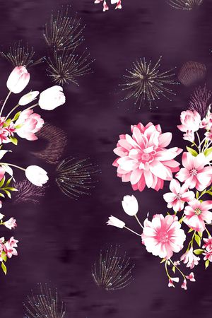 手绘花卉印花花型图片