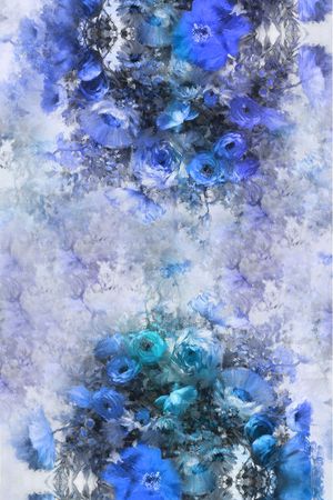 蓝色妖姬印花花型图片