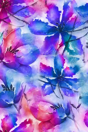水彩印花花型图片