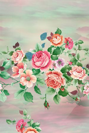 手绘花卉印花花型图片