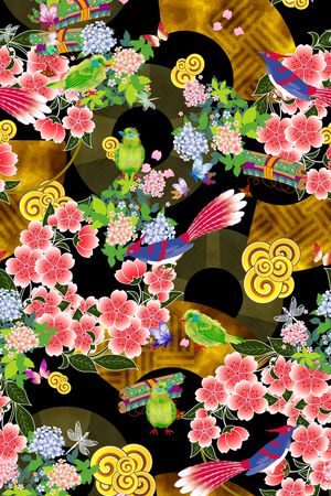 日本风情印花花型图片
