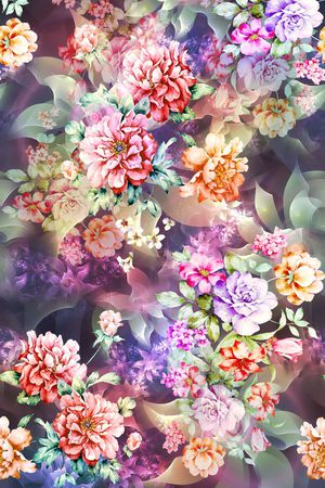 水彩印花花型图片