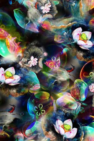 水母 花卉 海洋 生物 花朵 服装 数码 印花花型图片