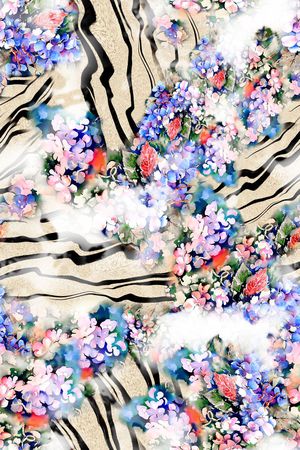 水彩 水墨 花卉 花朵 动物纹 斑马纹 小花印花花型图片