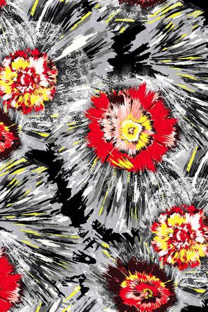 数码 鹿纹  花朵 花卉 灰色印花花型图片