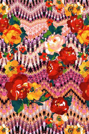 花卉 彩色 花朵 梦幻 数码印花花型图片