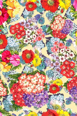 水彩 花卉 花朵 小花 鲜艳 暖色 红色 服装印花花型图片