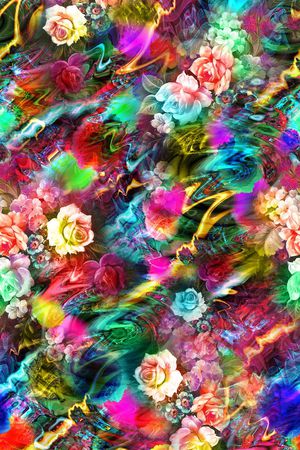 花卉 花朵 鲜花 服装 七彩 五颜六色印花花型图片