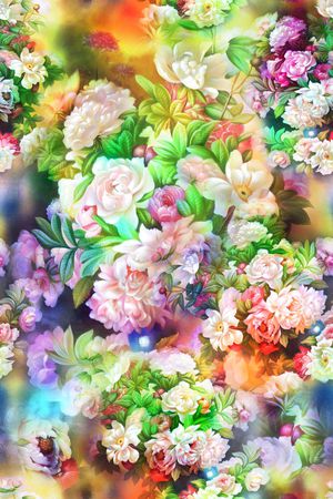 服装 花朵 花湖 鲜花 花束 朦胧 抽象 数码 鲜艳 印花花型图片