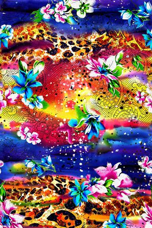 数码 百合 花朵 动物纹 豹纹 花卉 鲜花印花花型图片