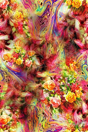 花卉 服装 花朵 鲜花 抽象 朦胧 印花花型图片