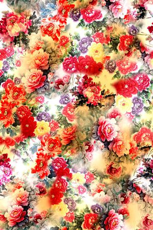 多彩 国画 水墨 花卉 花朵 小花 服装印花花型图片
