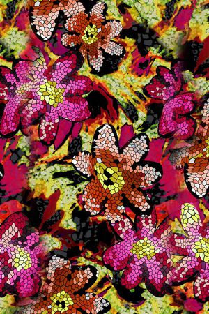 数码 鹿纹  动物纹 花朵 花卉 大花 个性印花花型图片