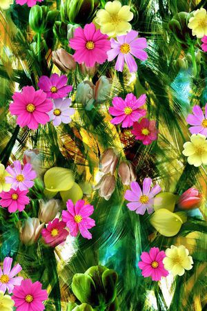 数码 椰树  树叶 花朵 鲜花 花卉 印花花型图片