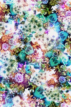多彩 花卉 花朵 组合 服装 立体 数码 印花花型图片