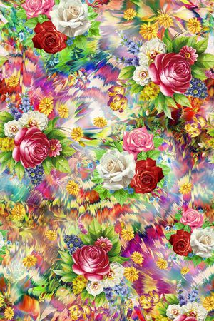 艳丽 花卉 花朵 服装 数码 立体 层次 印花花型图片