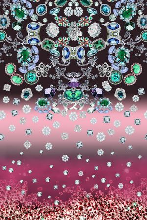 时尚 珠宝 宝石 定位 镜像 对称 渐变 璀璨 适合女装T恤、外套等印花花型图片